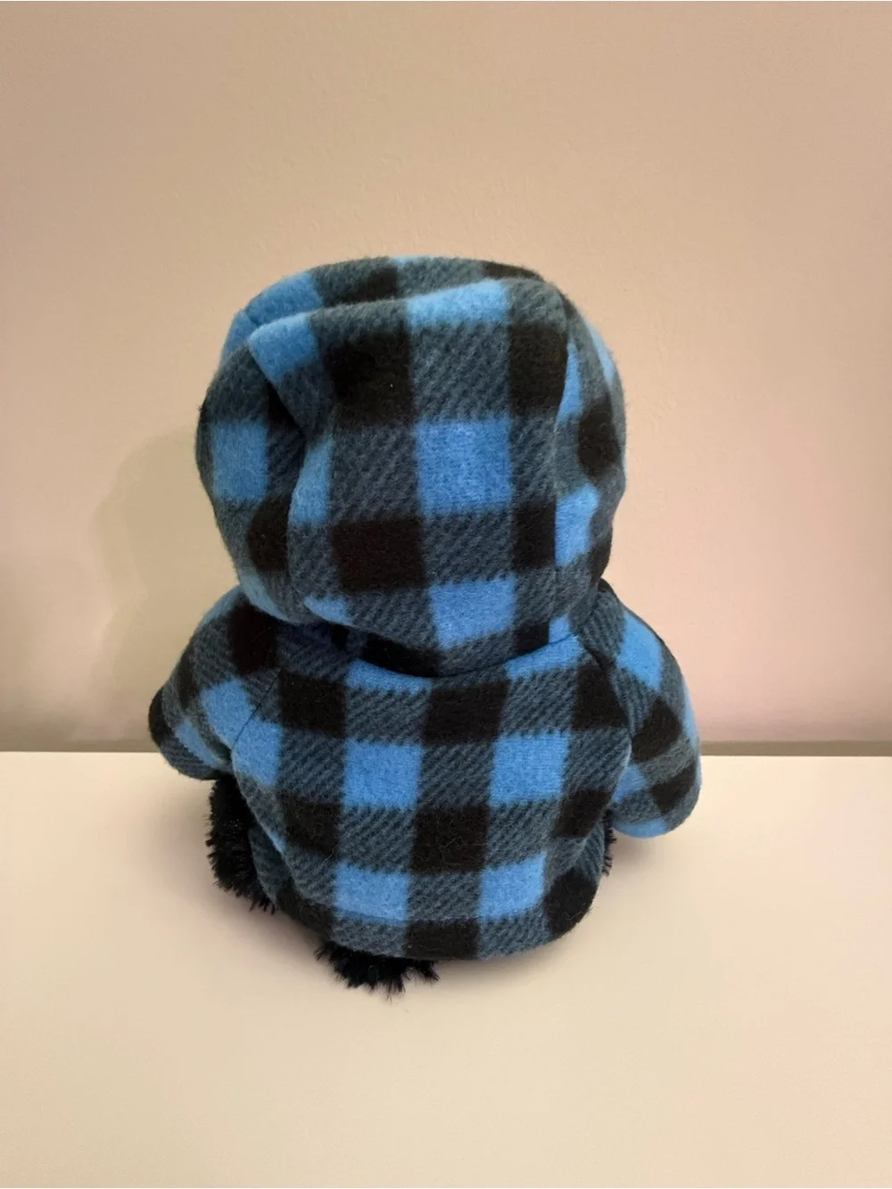 Stuffed Animal House Black Bear Plush Blue Plaid Hoodie Jasper Canada Souvenir